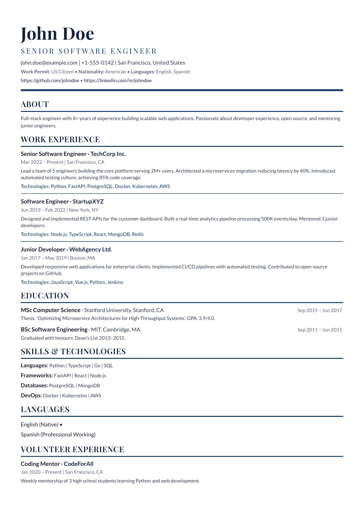 Executive theme CV