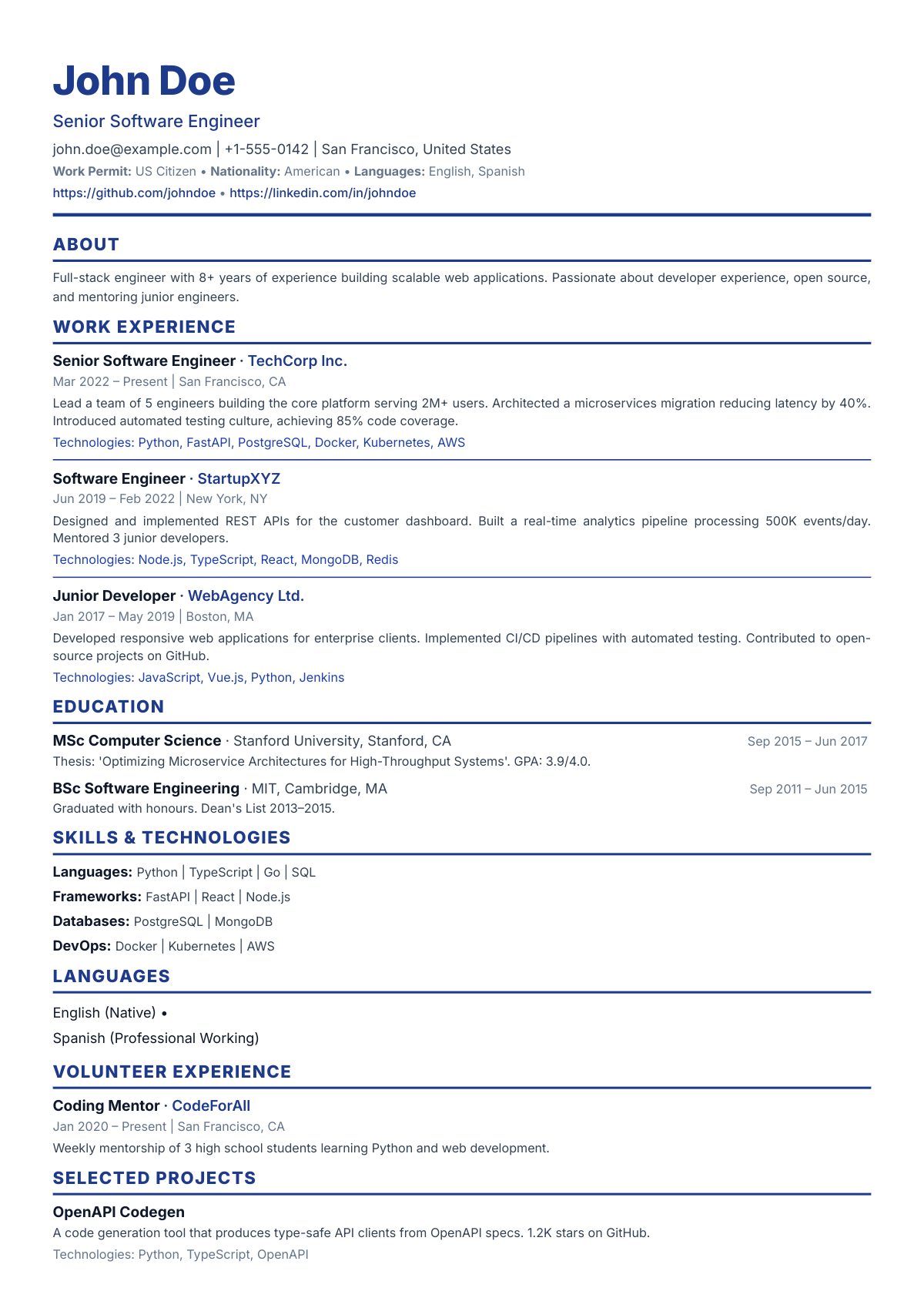 Modern theme CV